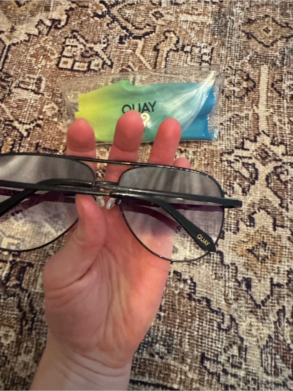 Quay Australia Sunglasses with Gradient Blue-Green-Yellow Case - Picture 5 of 5